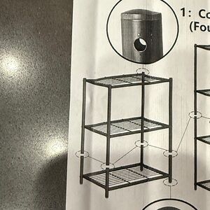 Black 3 Tier Metal Storage Rack-No Wheels. ~23”x13”x30” Kitchen, garage, pantry.